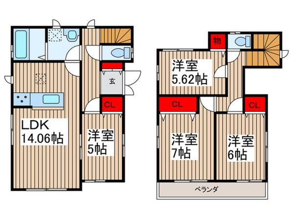 一ノ割2丁目貸家の物件間取画像